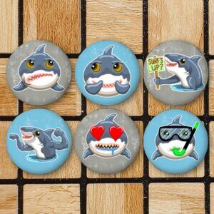 Cute Shark Fridge Magnets Set Of 6 Metal Magnets For Home Office Kitchen School